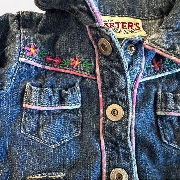 Vintage Carter's Blue Denim Baby Girl Dress Size 6-9 Months - Picture 3 of 6